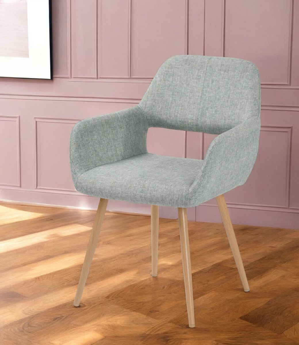 22" Gray and Brown Upholstered Arm Chair