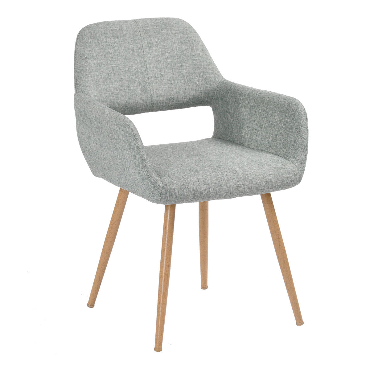 22" Gray and Brown Upholstered Arm Chair