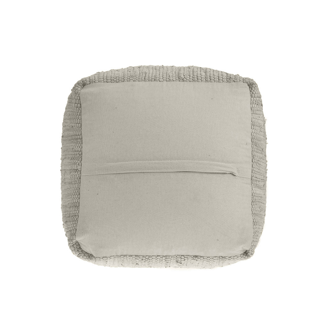 18" Gray and Natural Cotton And Jute Cube Pouf Ottoman