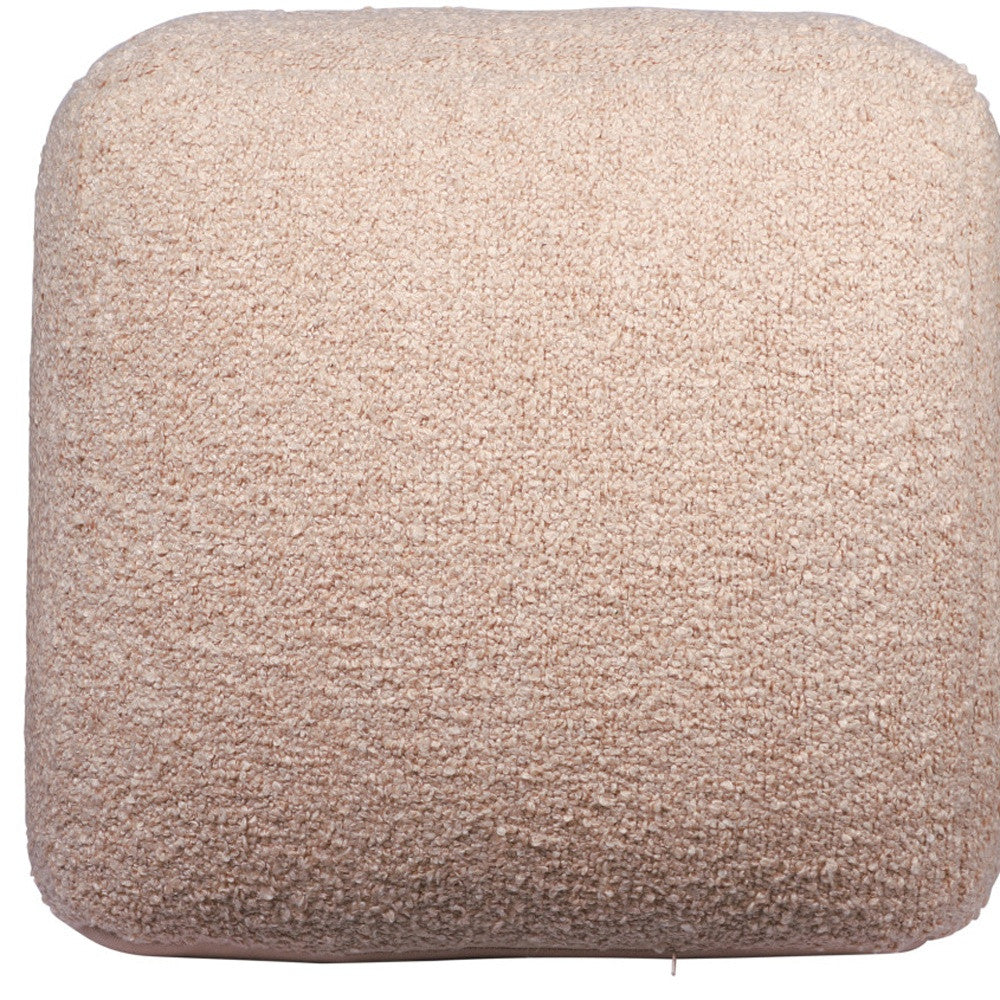 18" Taupe Polyester Cube Outdoor Pouf Ottoman