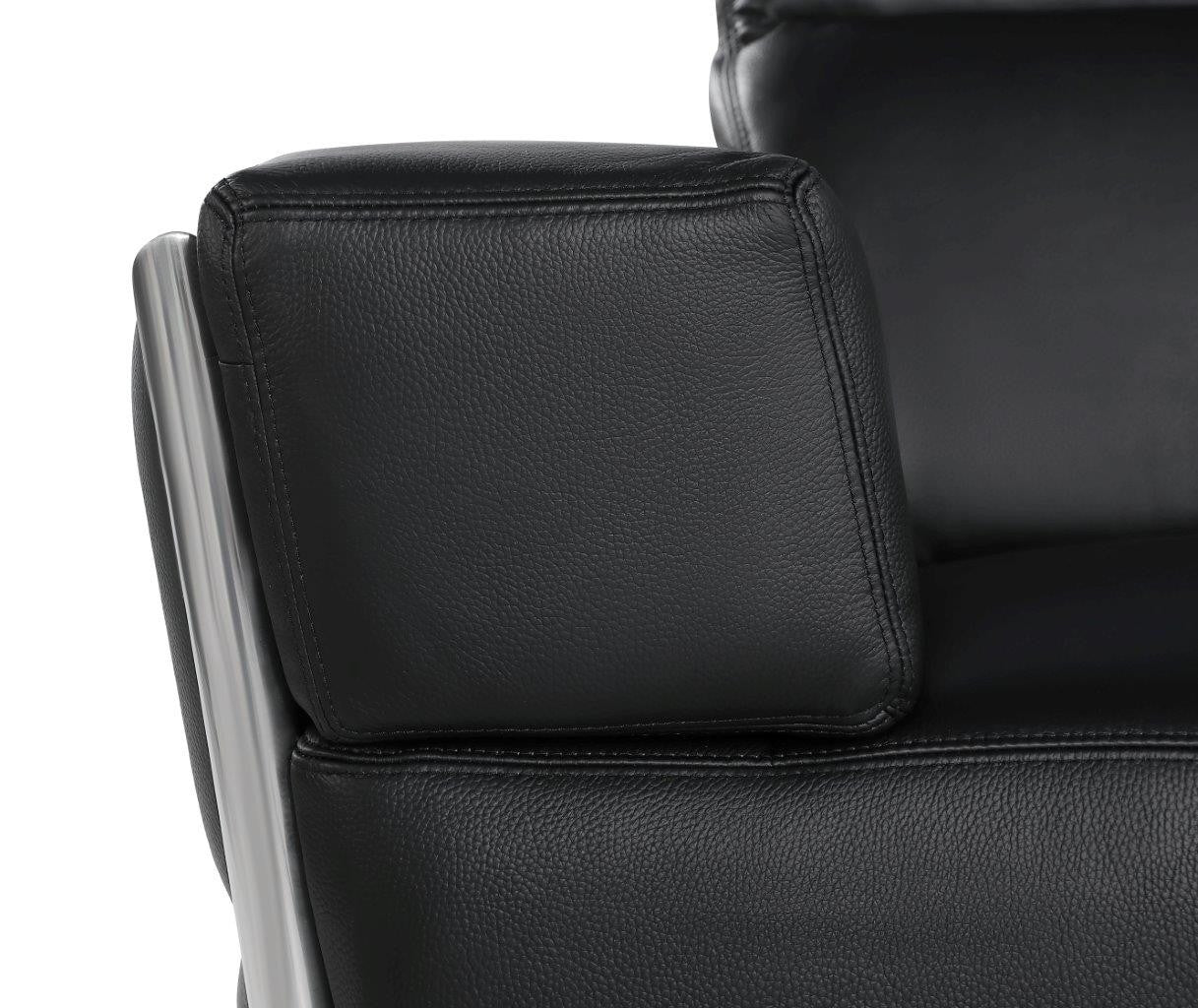 47" Black and Silver Italian Leather Club Chair