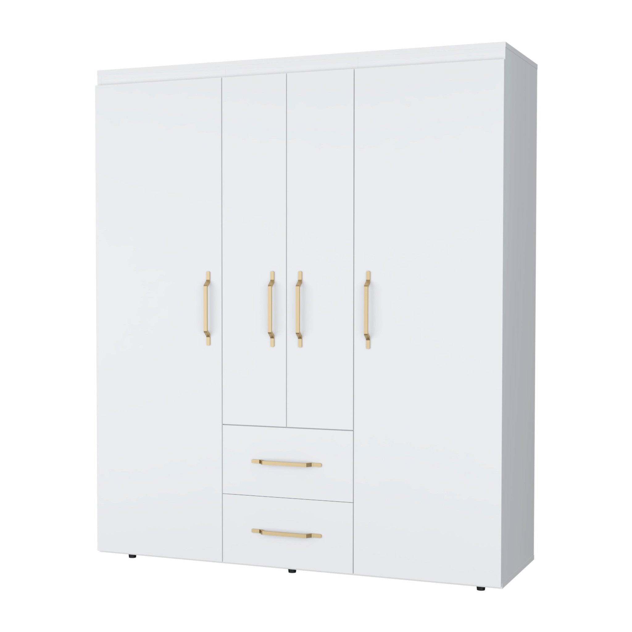70" White Wood Four Door Two Drawer Combo Dresser