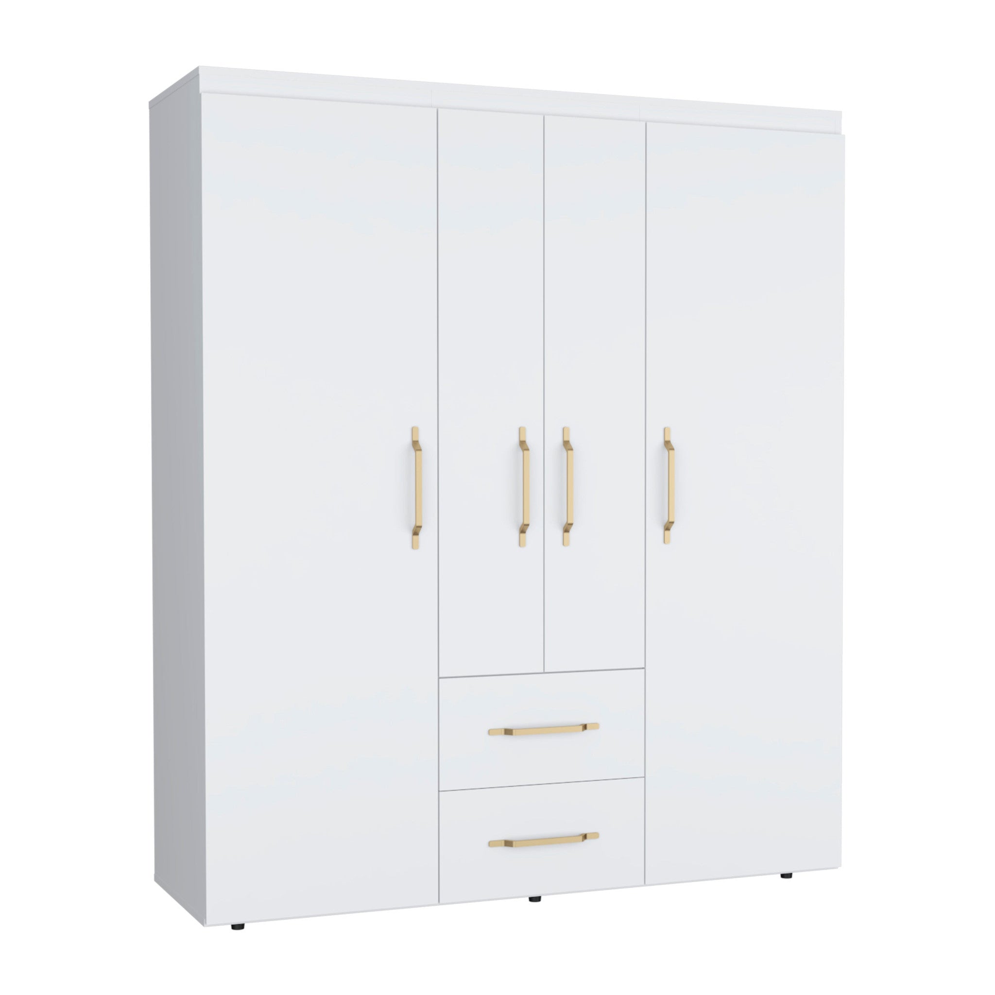 70" White Wood Four Door Two Drawer Combo Dresser
