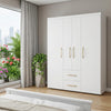 70" White Wood Four Door Two Drawer Combo Dresser