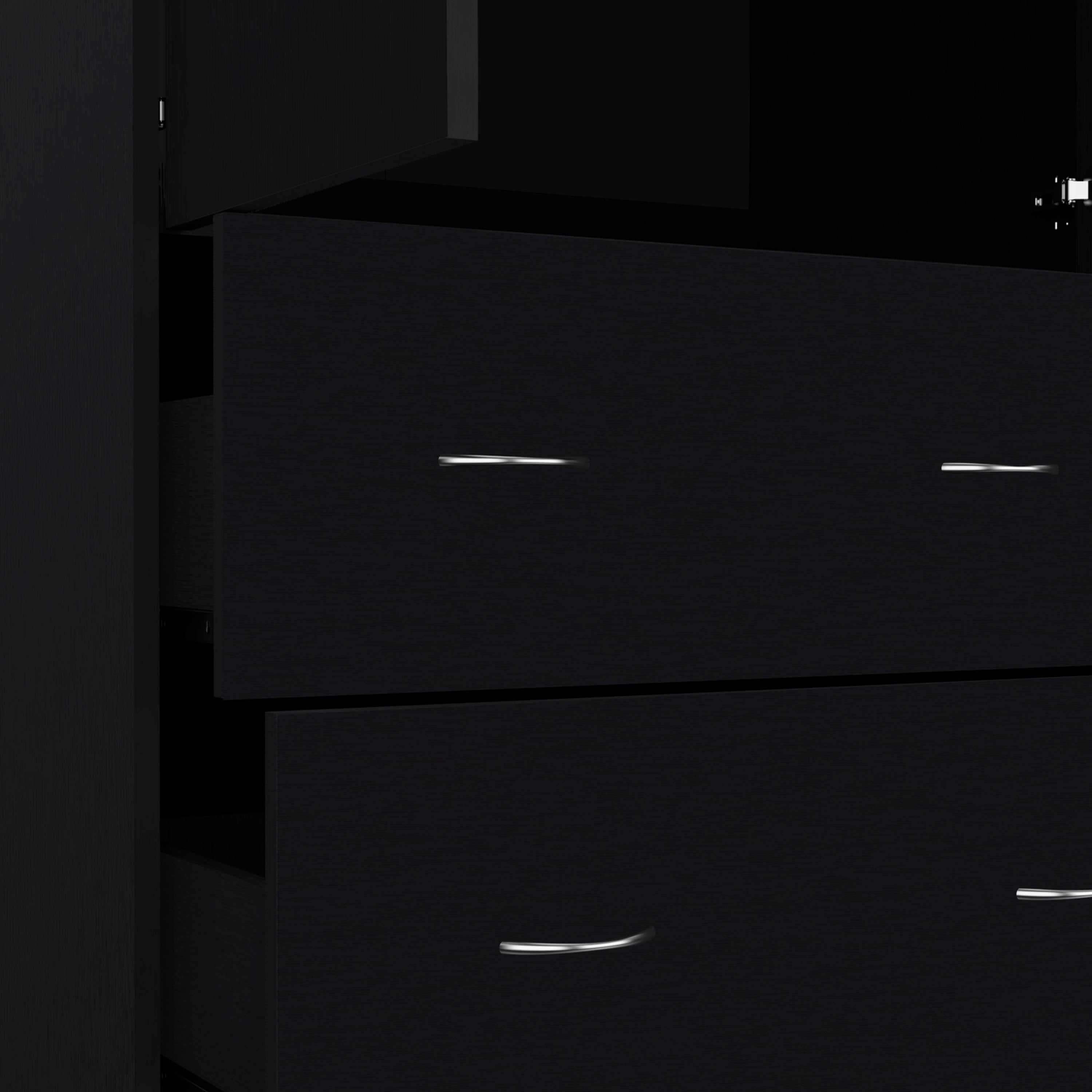 71" Black Two Door Two Drawer Combo Dresser