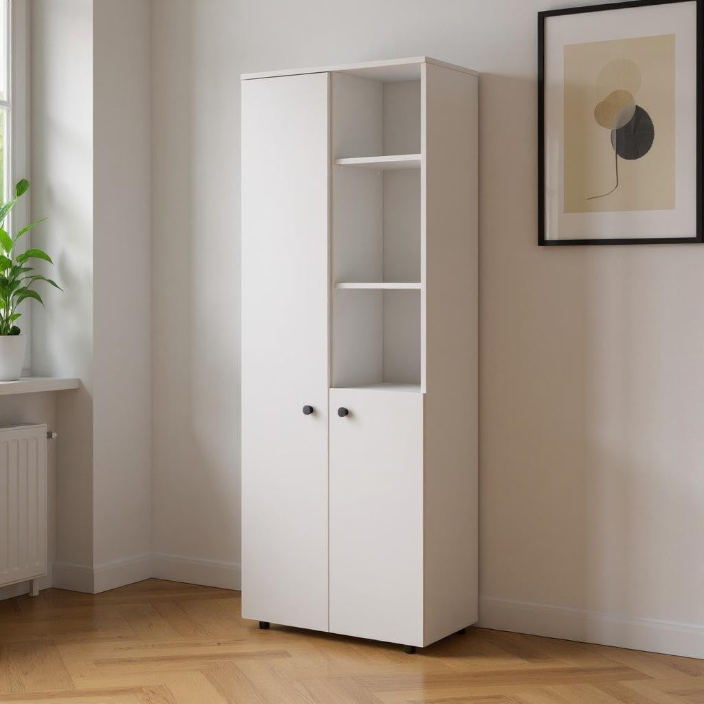 67" White Wood Two Door Pantry Or Storage Closet