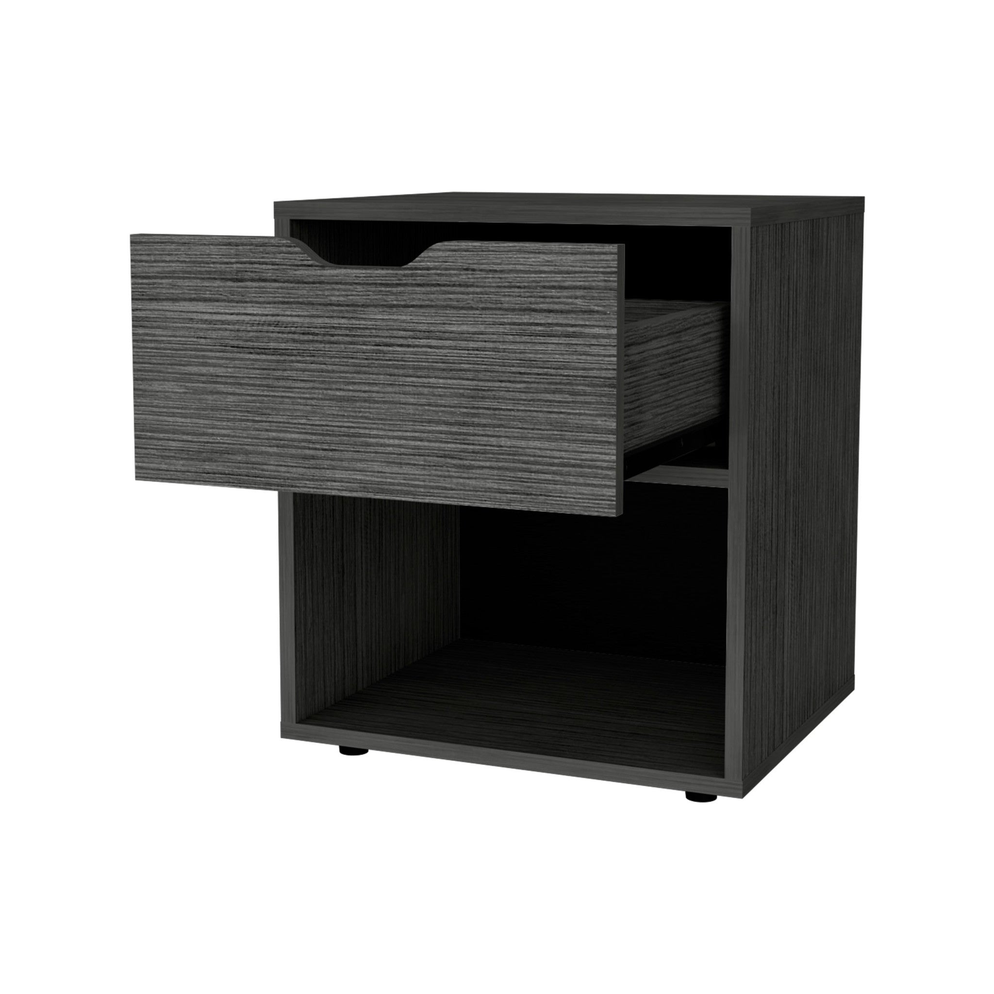 20" Gray Wood One Drawer Nightstand
