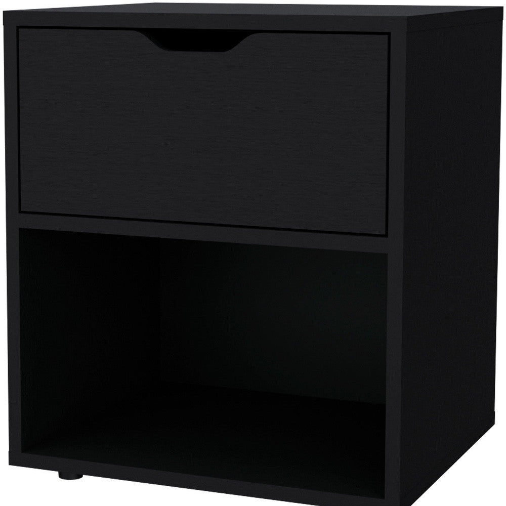 20" Black Wood One Drawer Nightstand