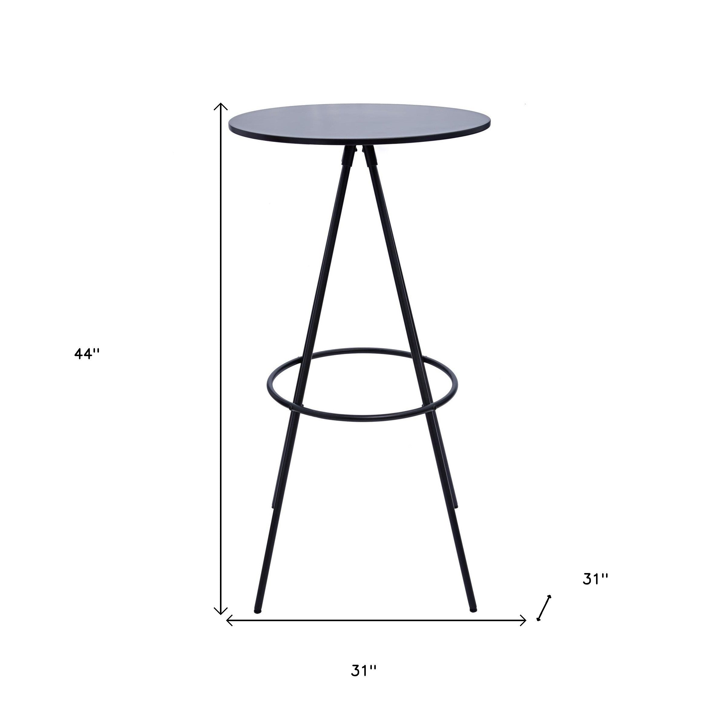 31" Black Wood and Iron Rounded Bar Table