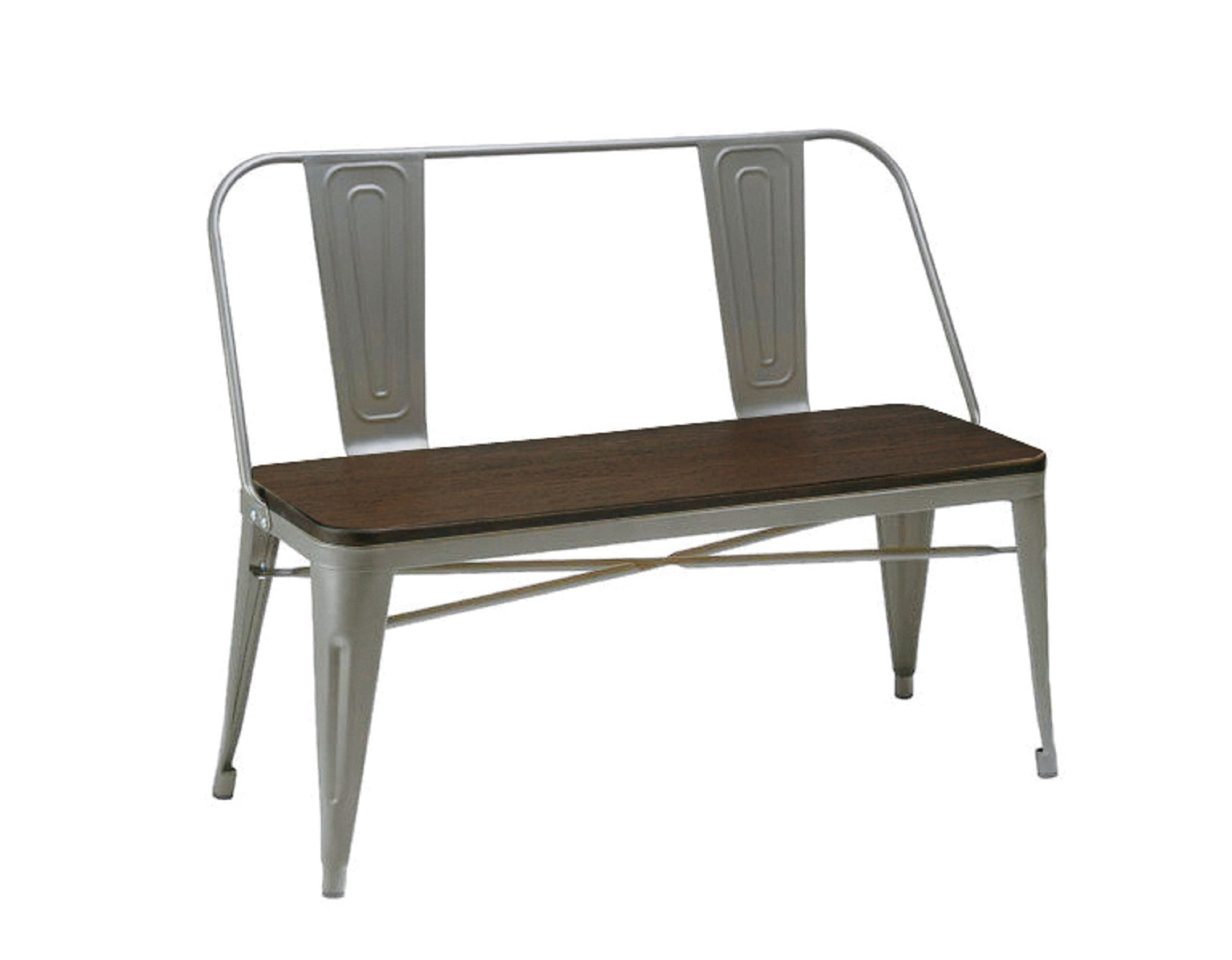 40" Brown and Gray Metal And Solid Wood Dining Bench