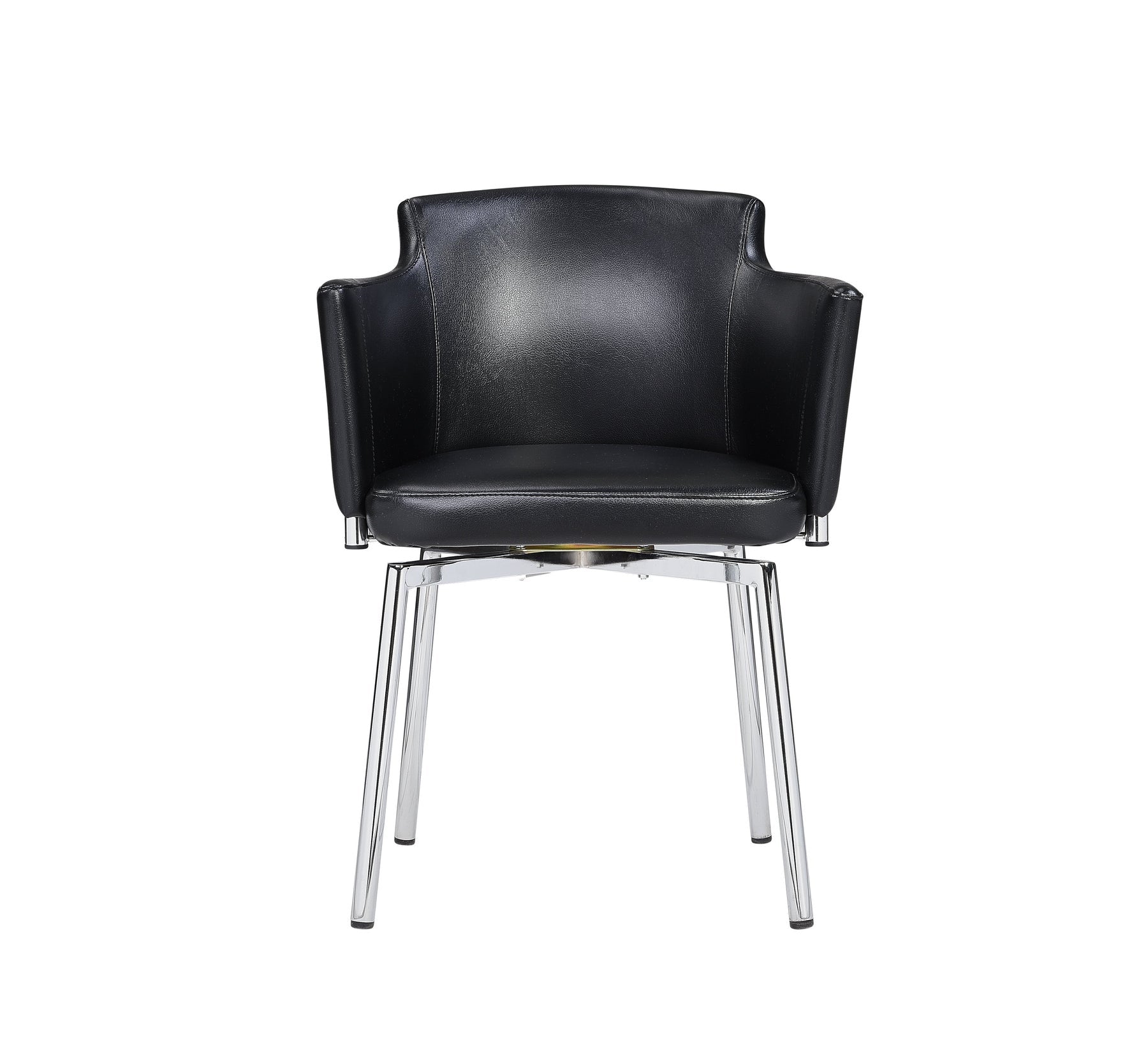 Black and Silver Upholstered Faux Leather Dining Arm Chair