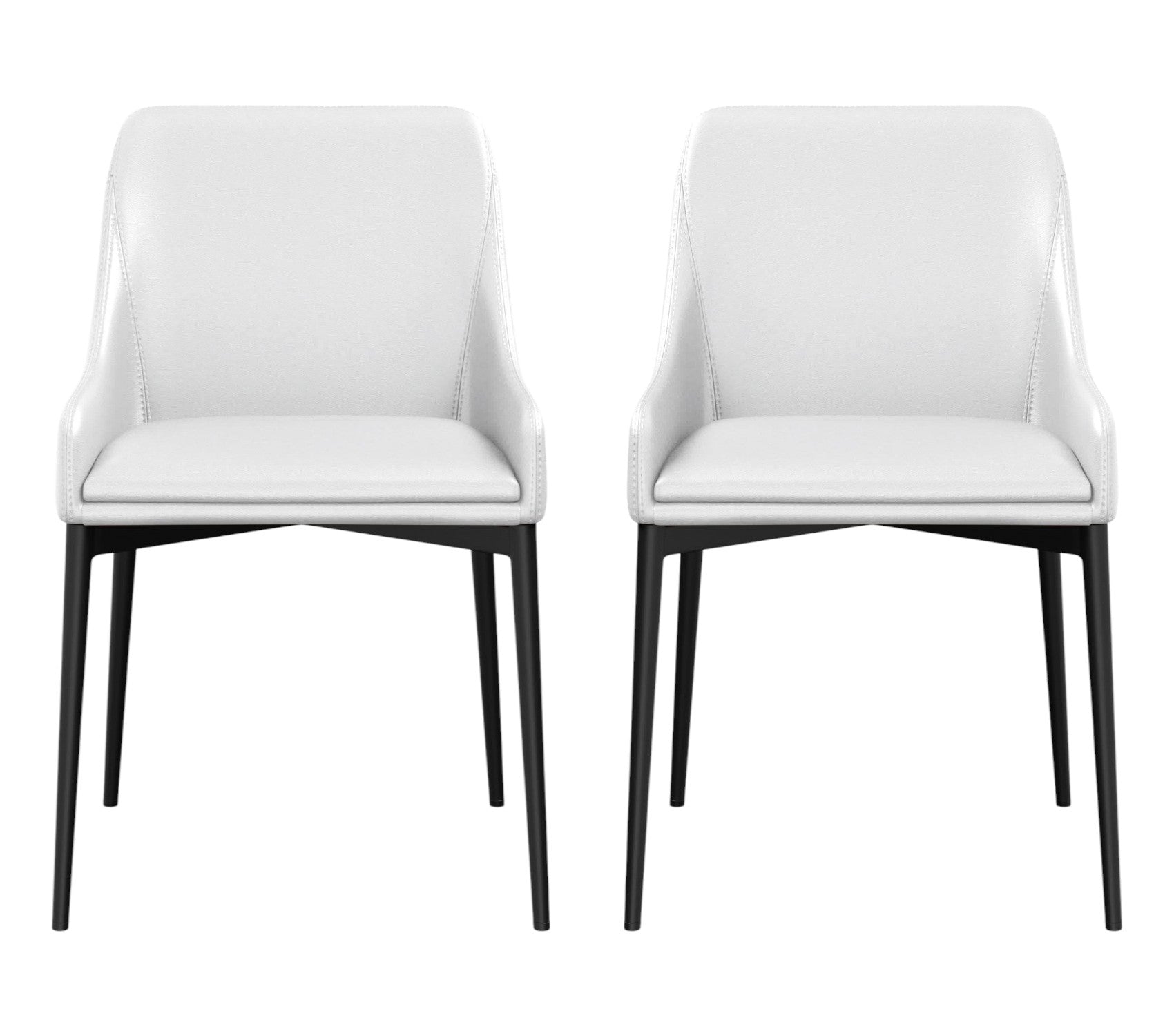 Set of Two White and Black Faux Leather Dining Side Chairs