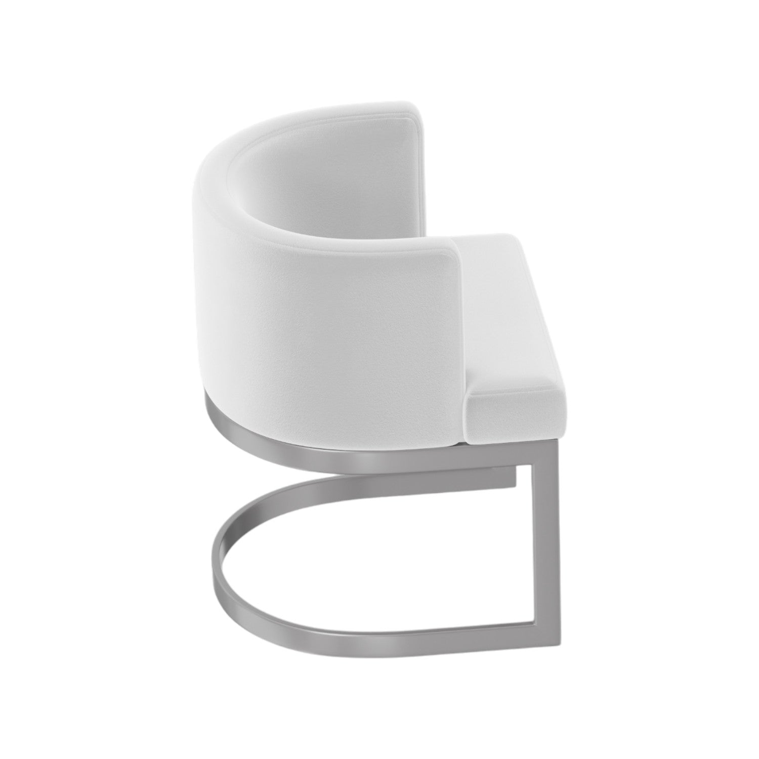 White and Silver Upholstered Fabric Wing Back Dining Arm Chair
