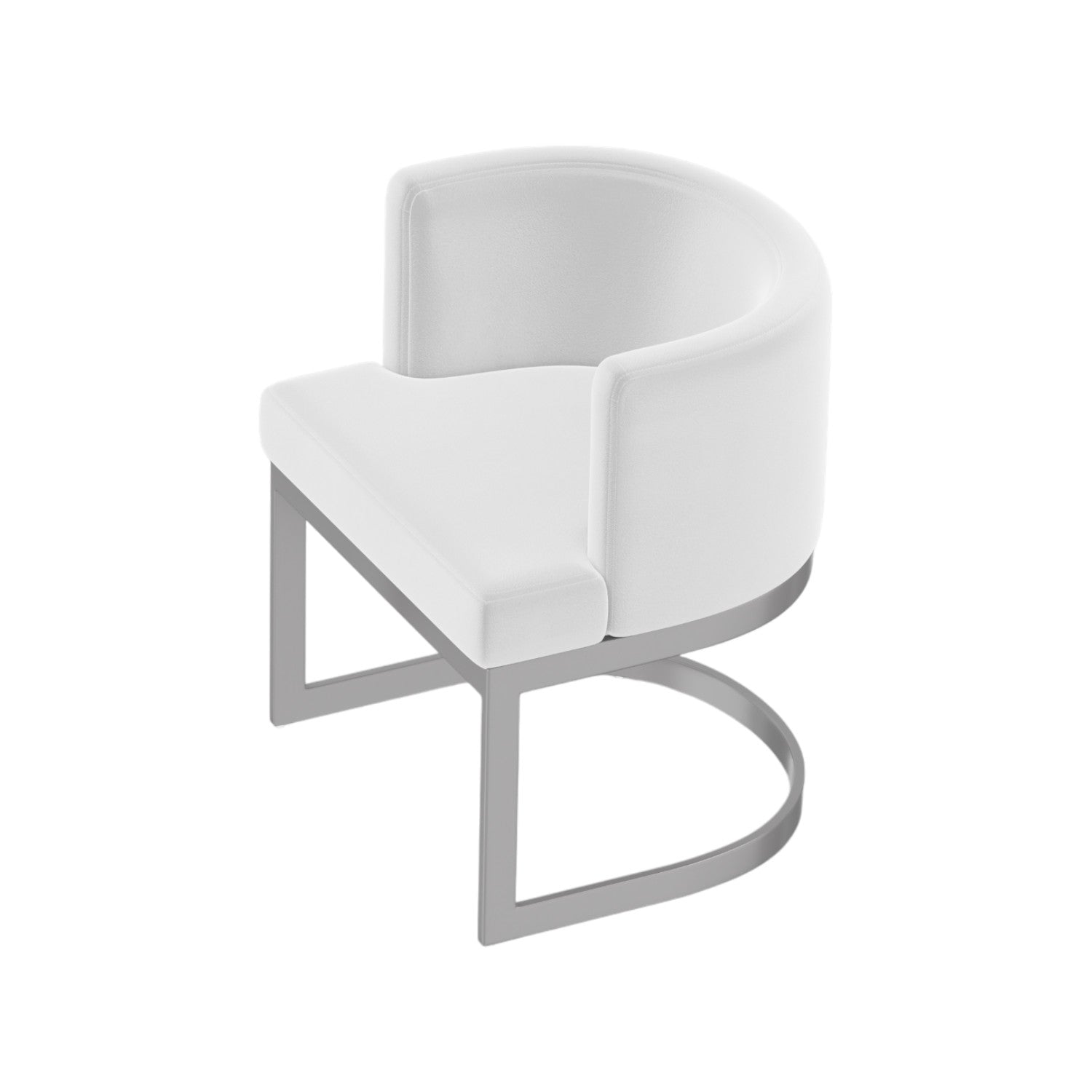 White and Silver Upholstered Fabric Wing Back Dining Arm Chair