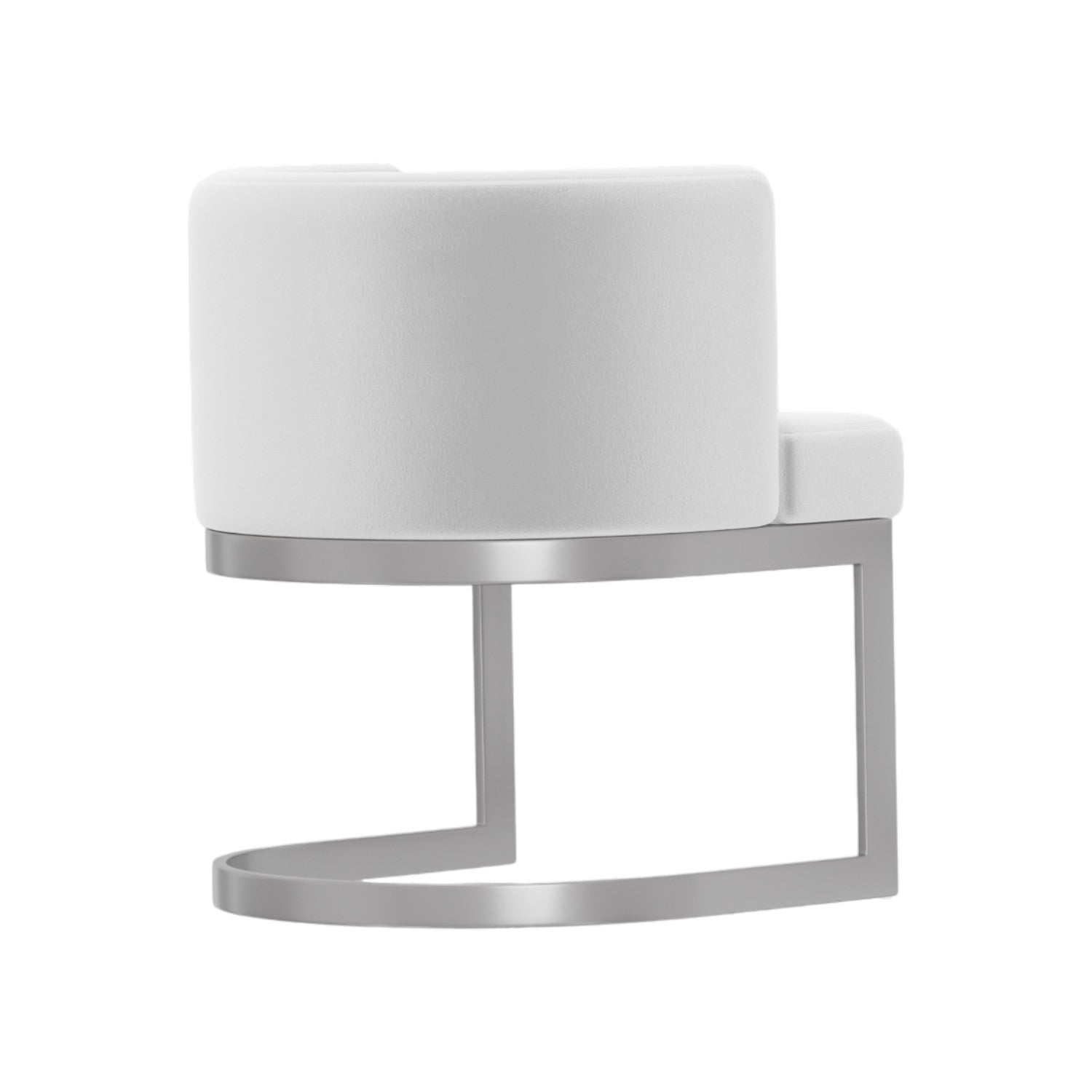 White and Silver Upholstered Fabric Wing Back Dining Arm Chair