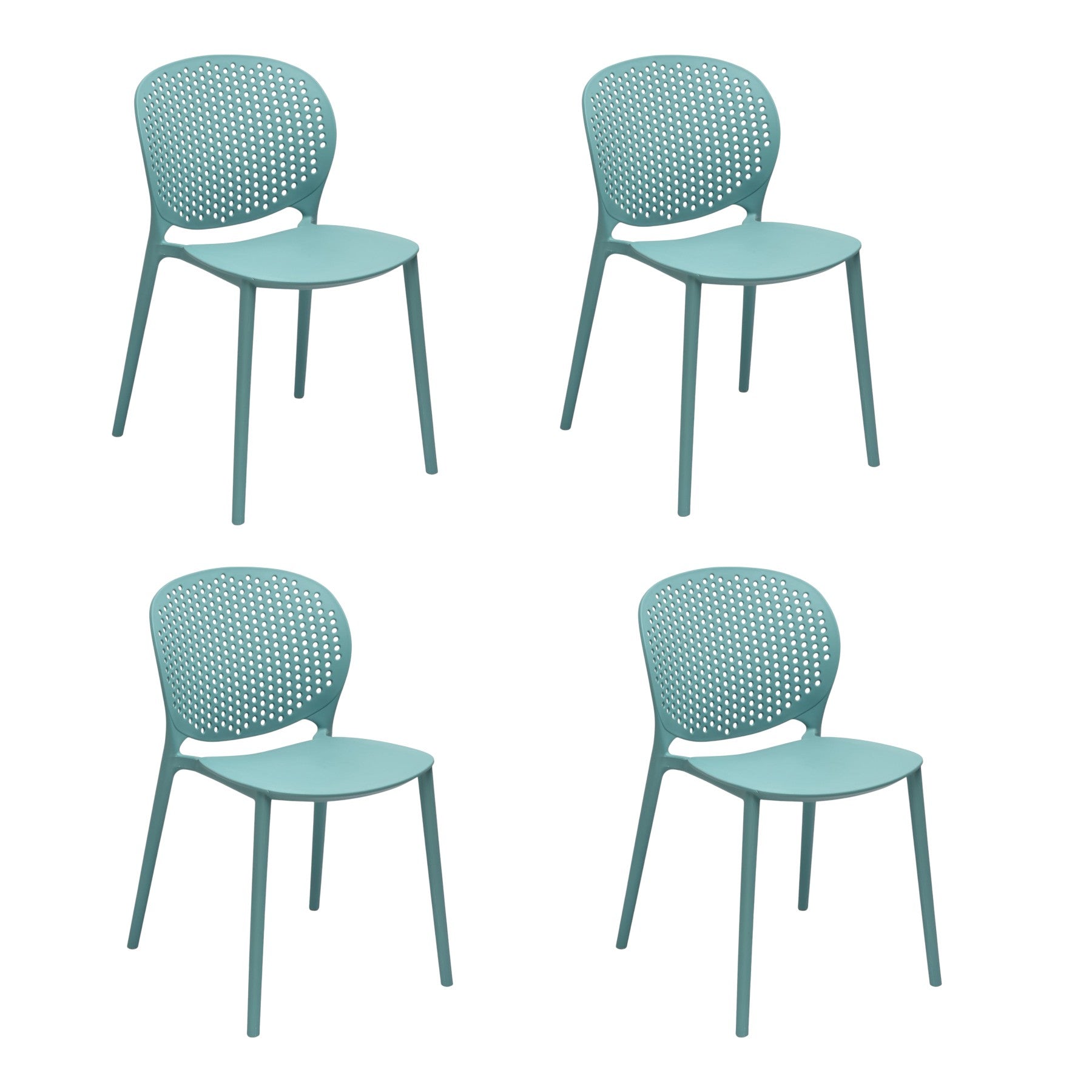 Set of Four Blue Heavy Duty Plastic Dining Side Chairs