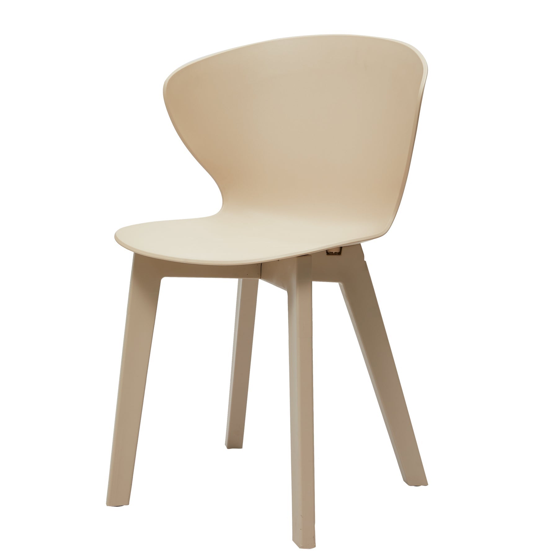 Set of Four Beige Heavy Duty Plastic Dining Side Chairs