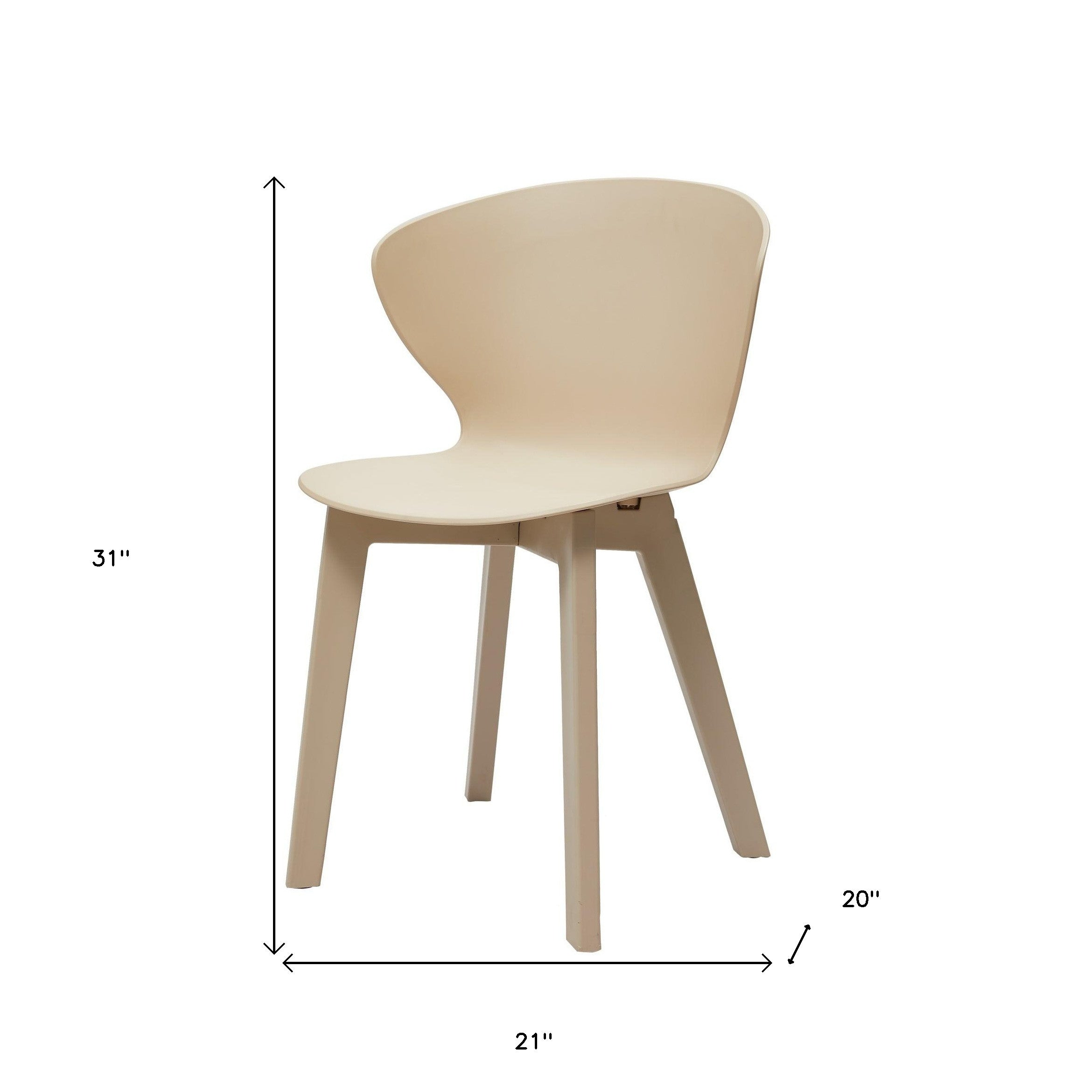 Set of Four Beige Heavy Duty Plastic Dining Side Chairs