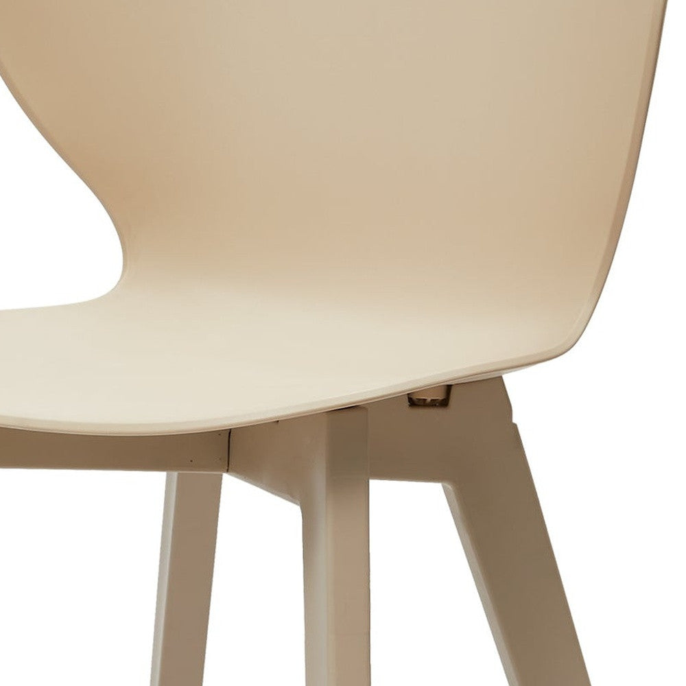 Set of Four Beige Heavy Duty Plastic Dining Side Chairs