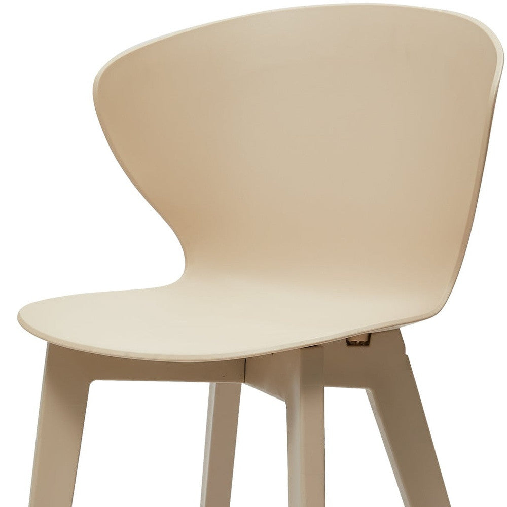 Set of Four Beige Heavy Duty Plastic Dining Side Chairs