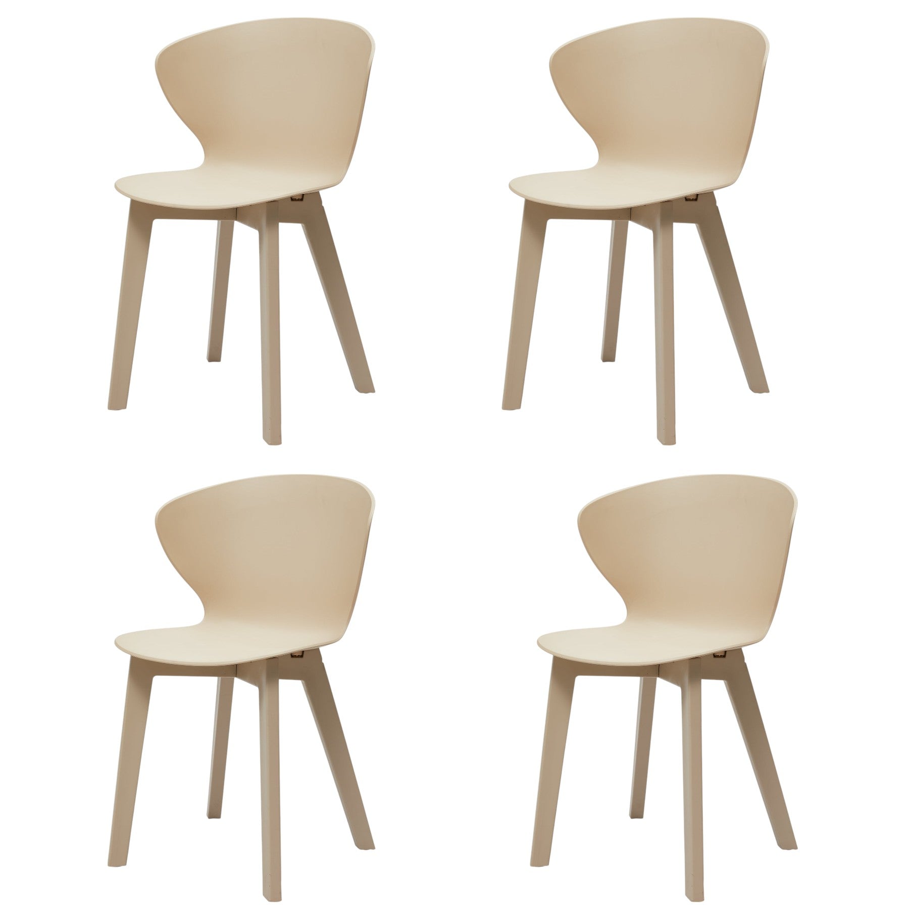 Set of Four Beige Heavy Duty Plastic Dining Side Chairs