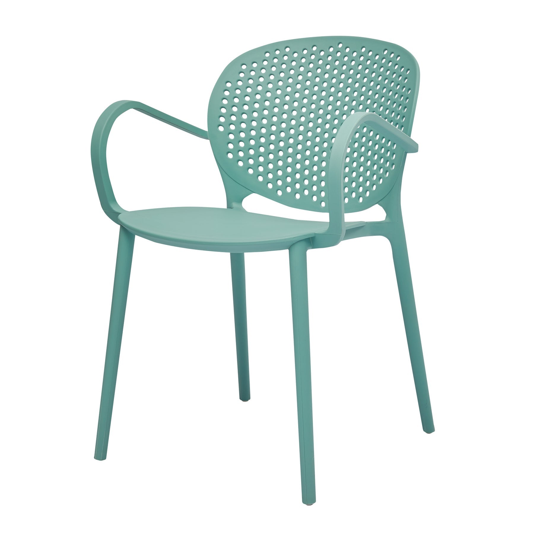 Set of Four Blue Heavy Duty Plastic Dining Arm Chairs