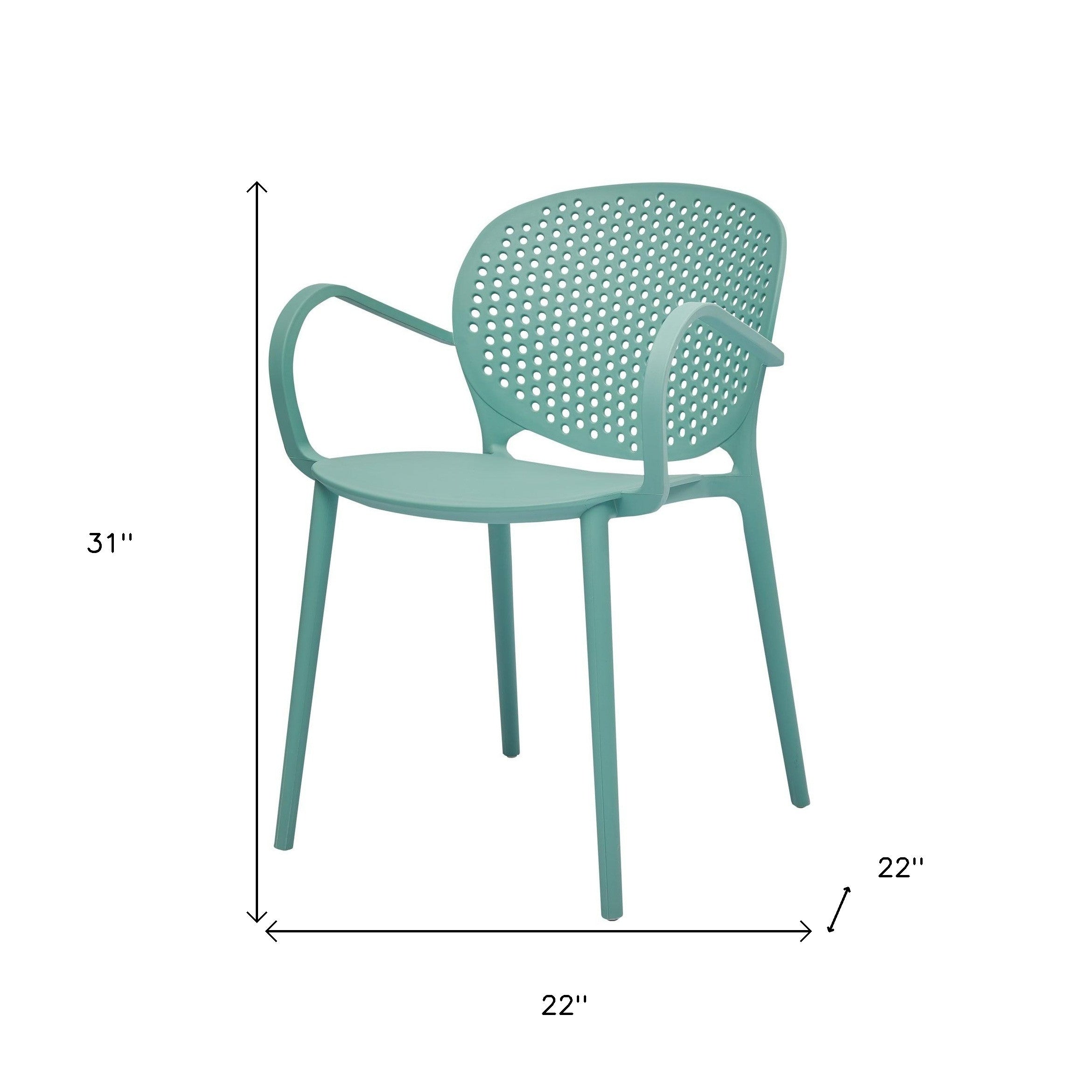 Set of Four Blue Heavy Duty Plastic Dining Arm Chairs