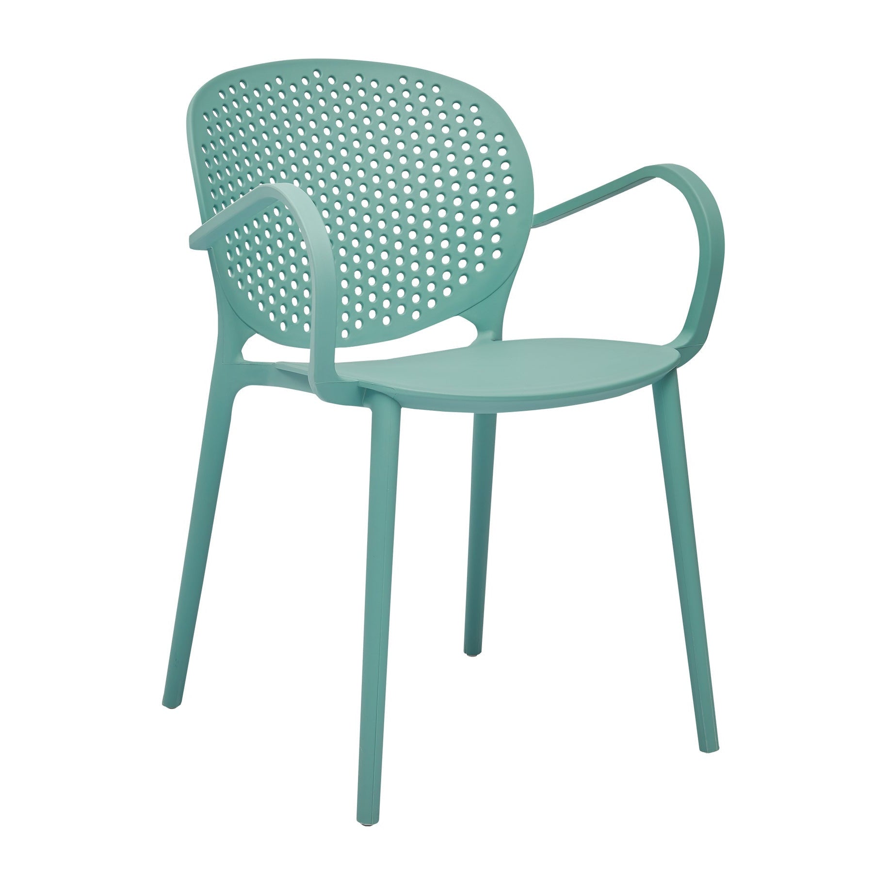 Set of Four Blue Heavy Duty Plastic Dining Arm Chairs