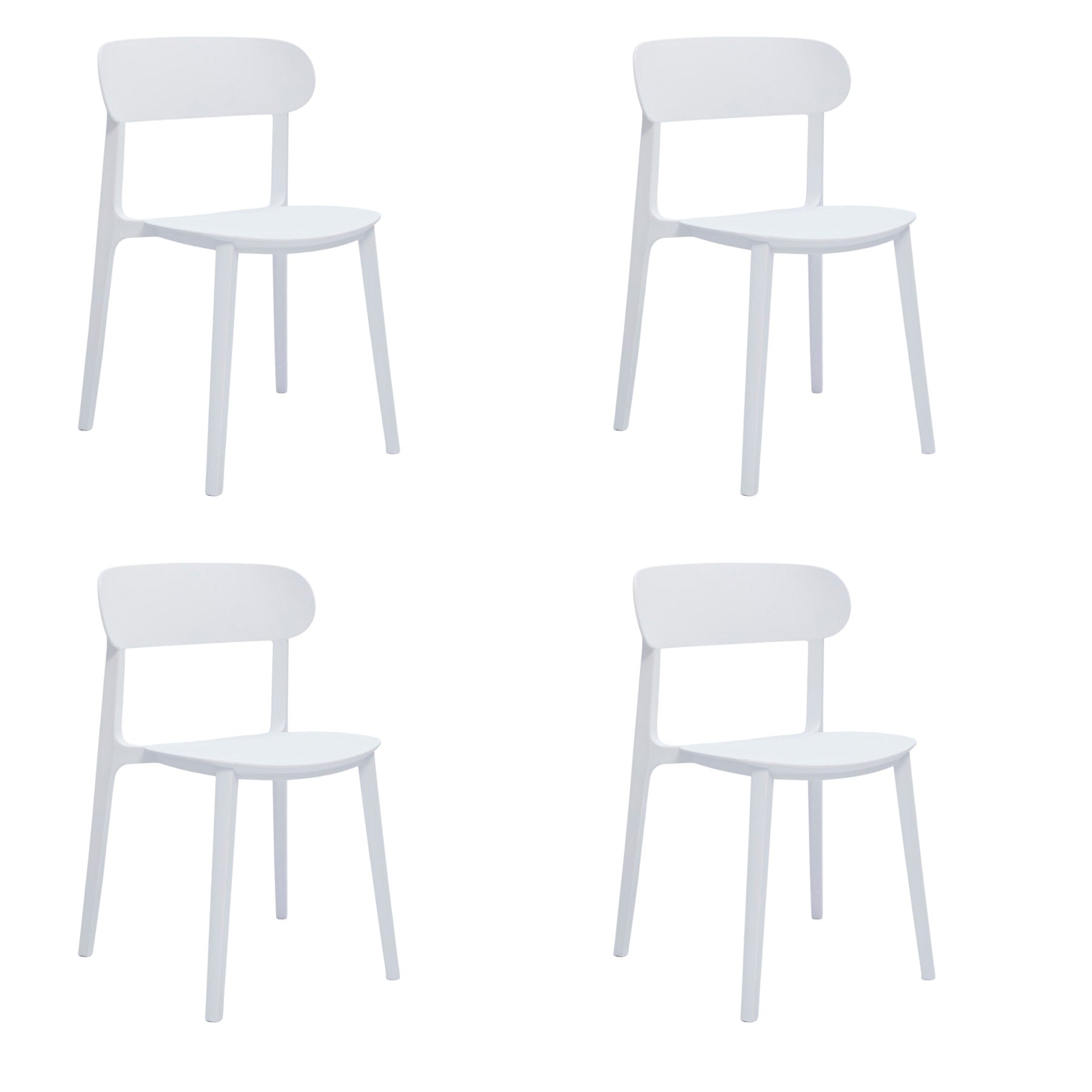 Set of Four White Heavy Duty Plastic Dining Side Chairs