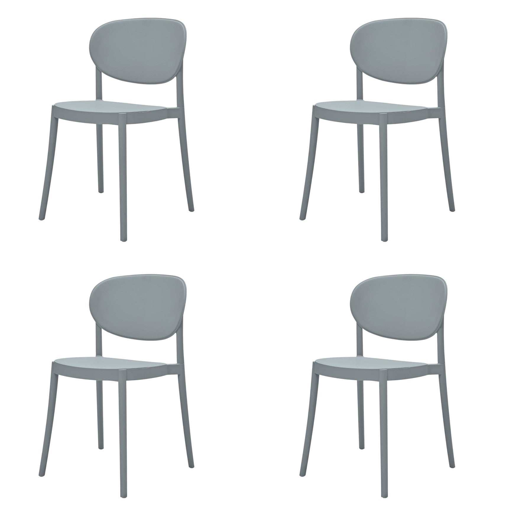 Set of Four Gray Heavy Duty Plastic Dining Side Chairs