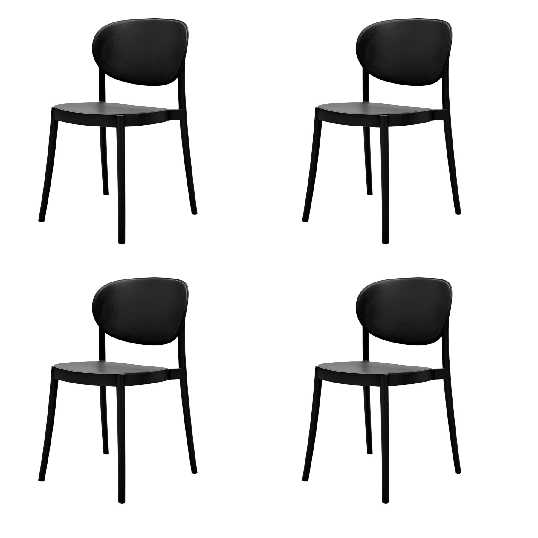 Set of Four Black Heavy Duty Plastic Dining Side Chairs