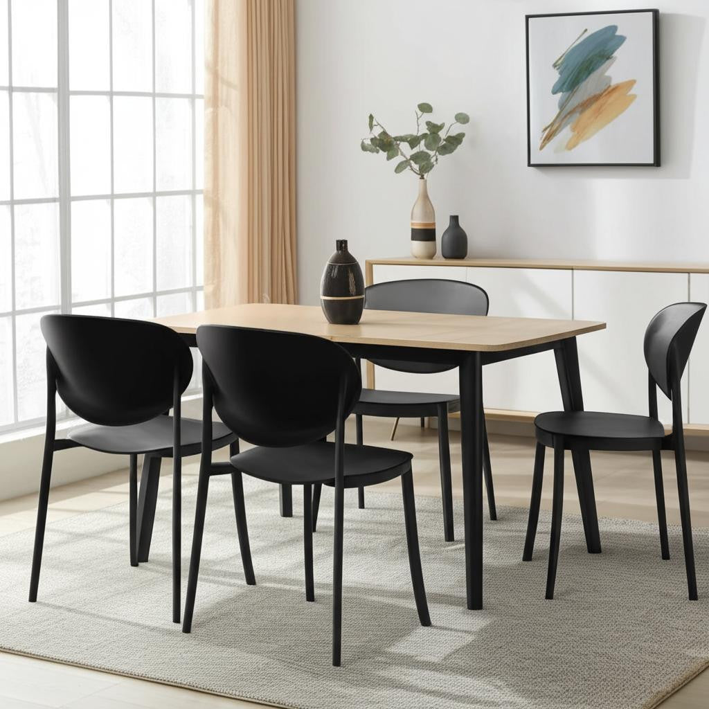 Set of Four Black Heavy Duty Plastic Dining Side Chairs