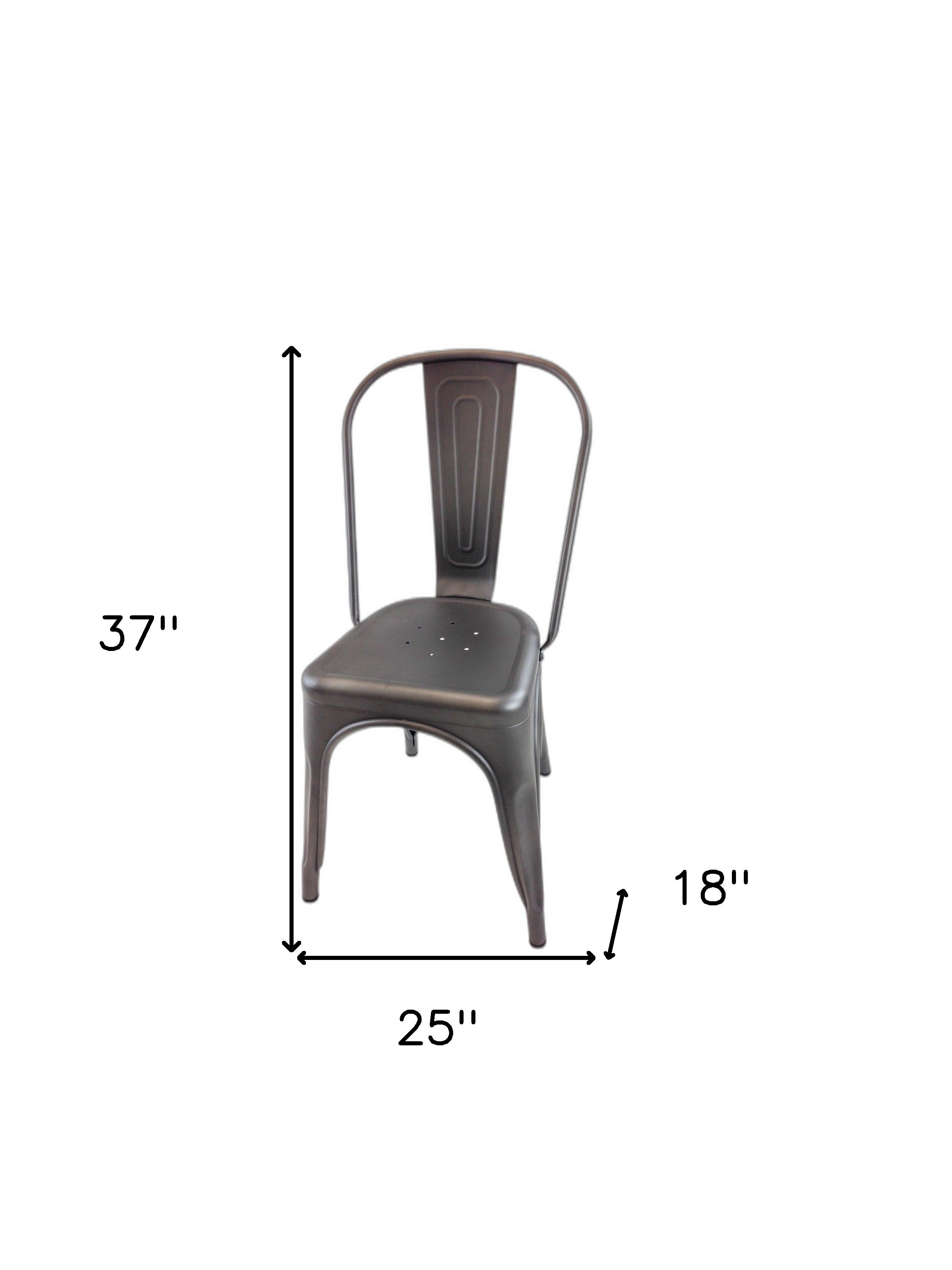 Set of Four Gray Metal Dining Side Chairs