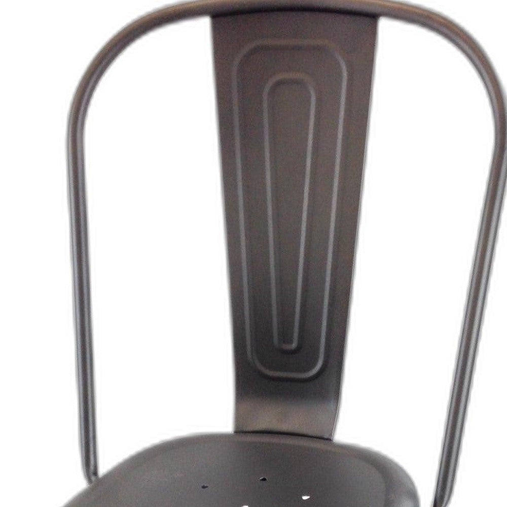 Set of Four Gray Metal Dining Side Chairs