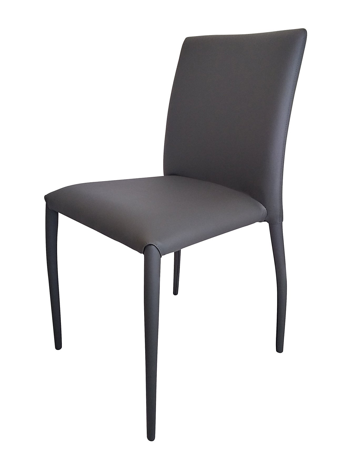 Set of Four Gray Upholstered Faux Leather Dining Side Chairs