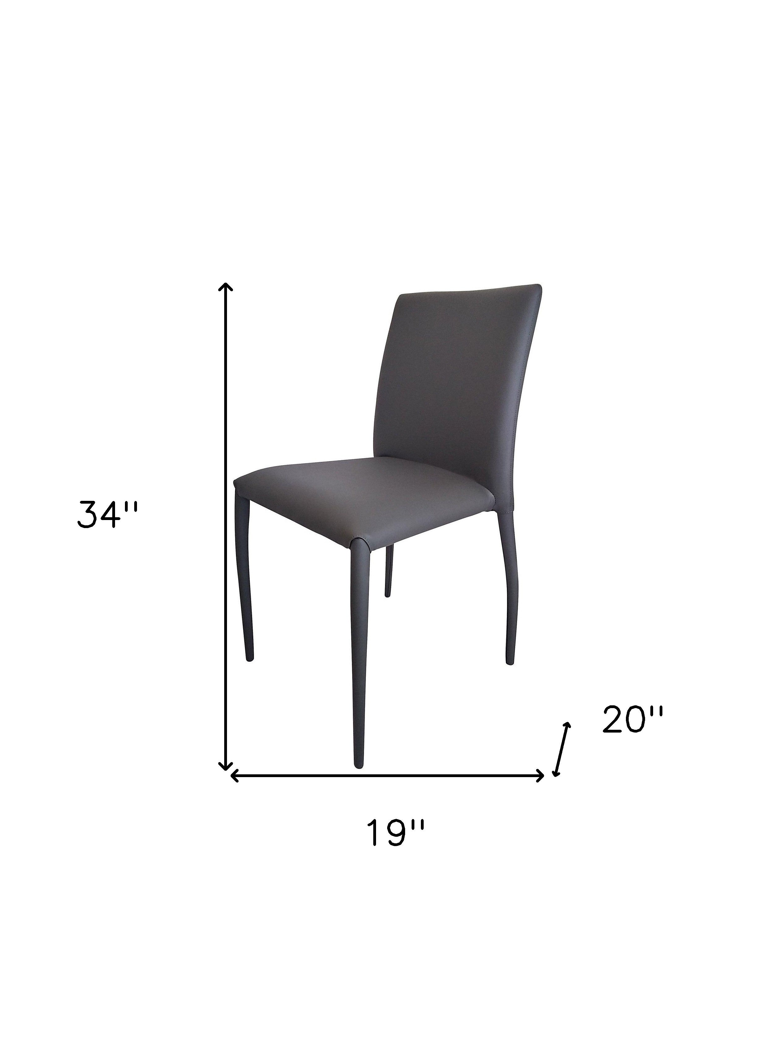 Set of Four Gray Upholstered Faux Leather Dining Side Chairs