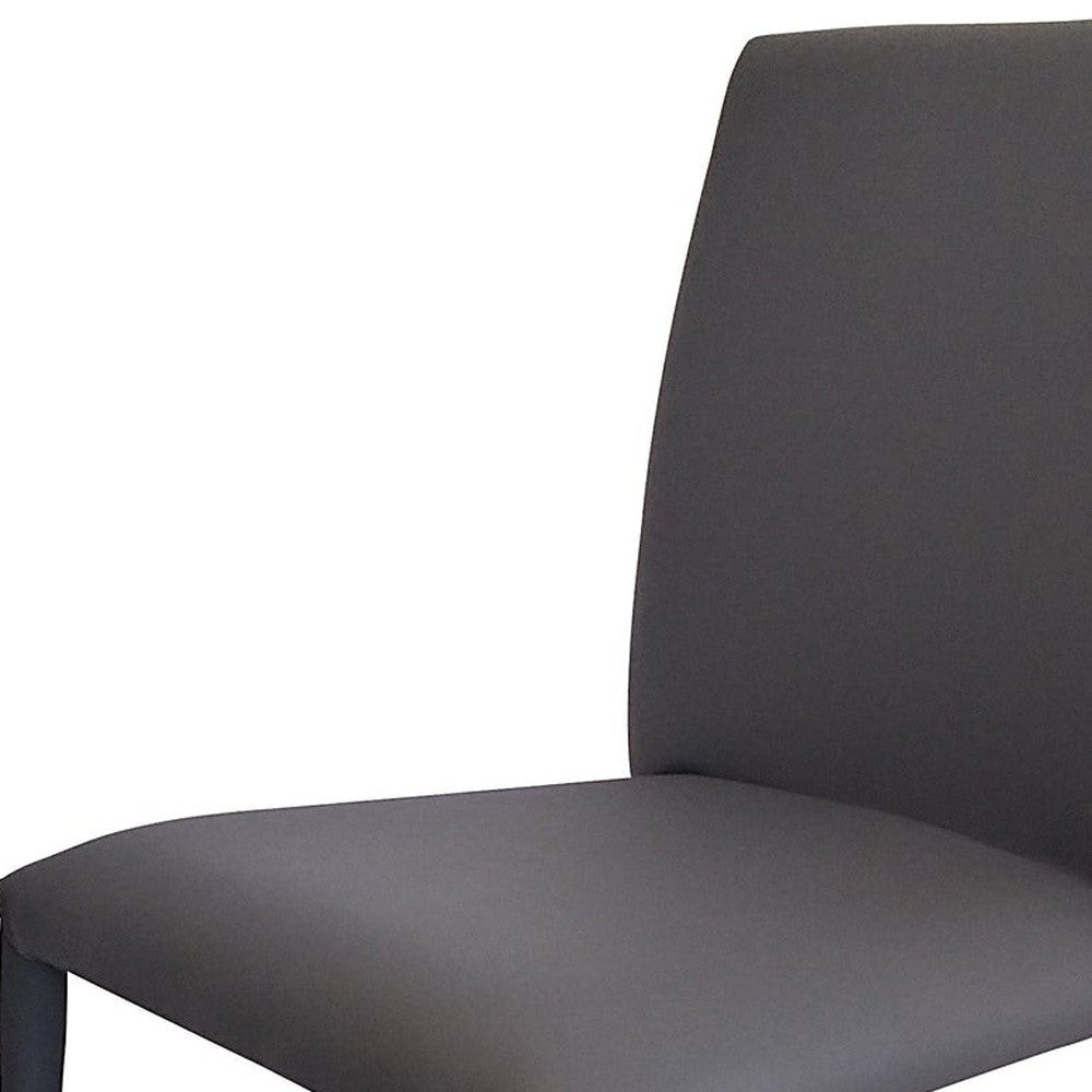 Set of Four Gray Upholstered Faux Leather Dining Side Chairs