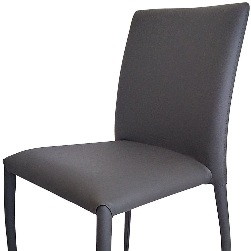 Set of Four Gray Upholstered Faux Leather Dining Side Chairs