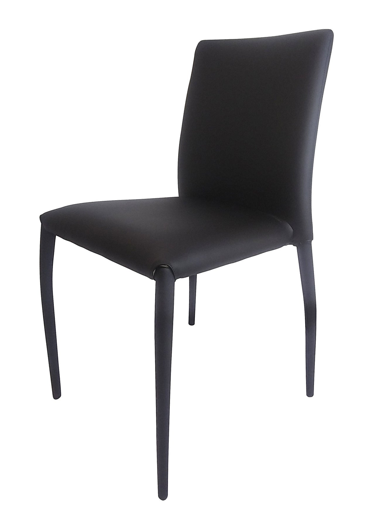 Set of Four Black Upholstered Faux Leather Dining Side Chairs