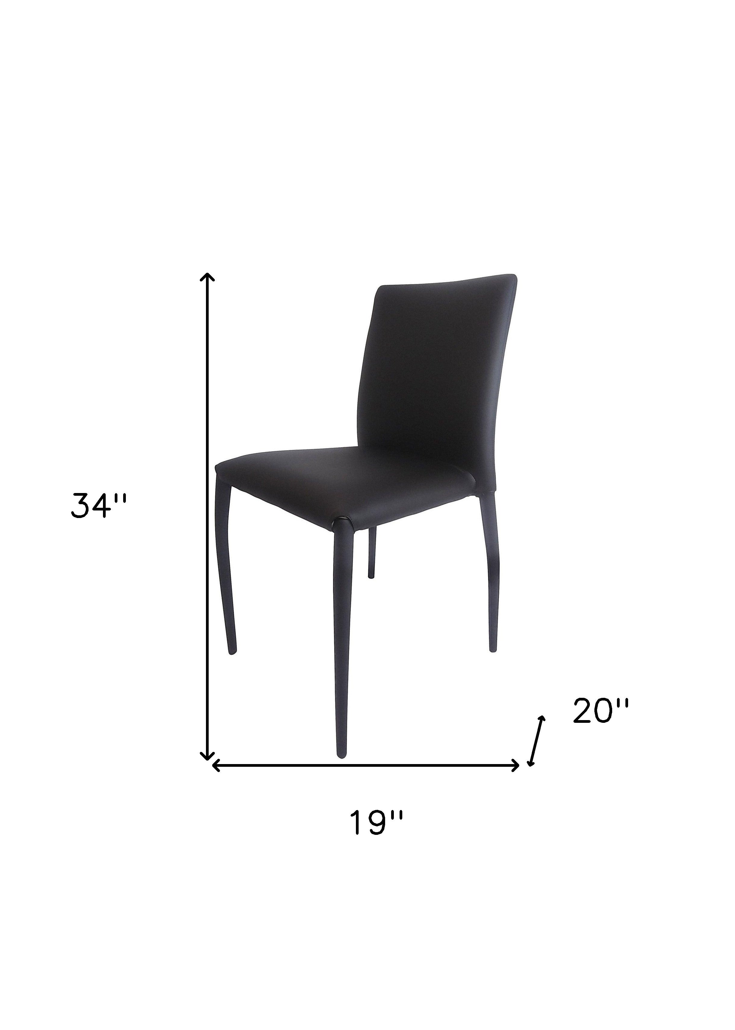 Set of Four Black Upholstered Faux Leather Dining Side Chairs