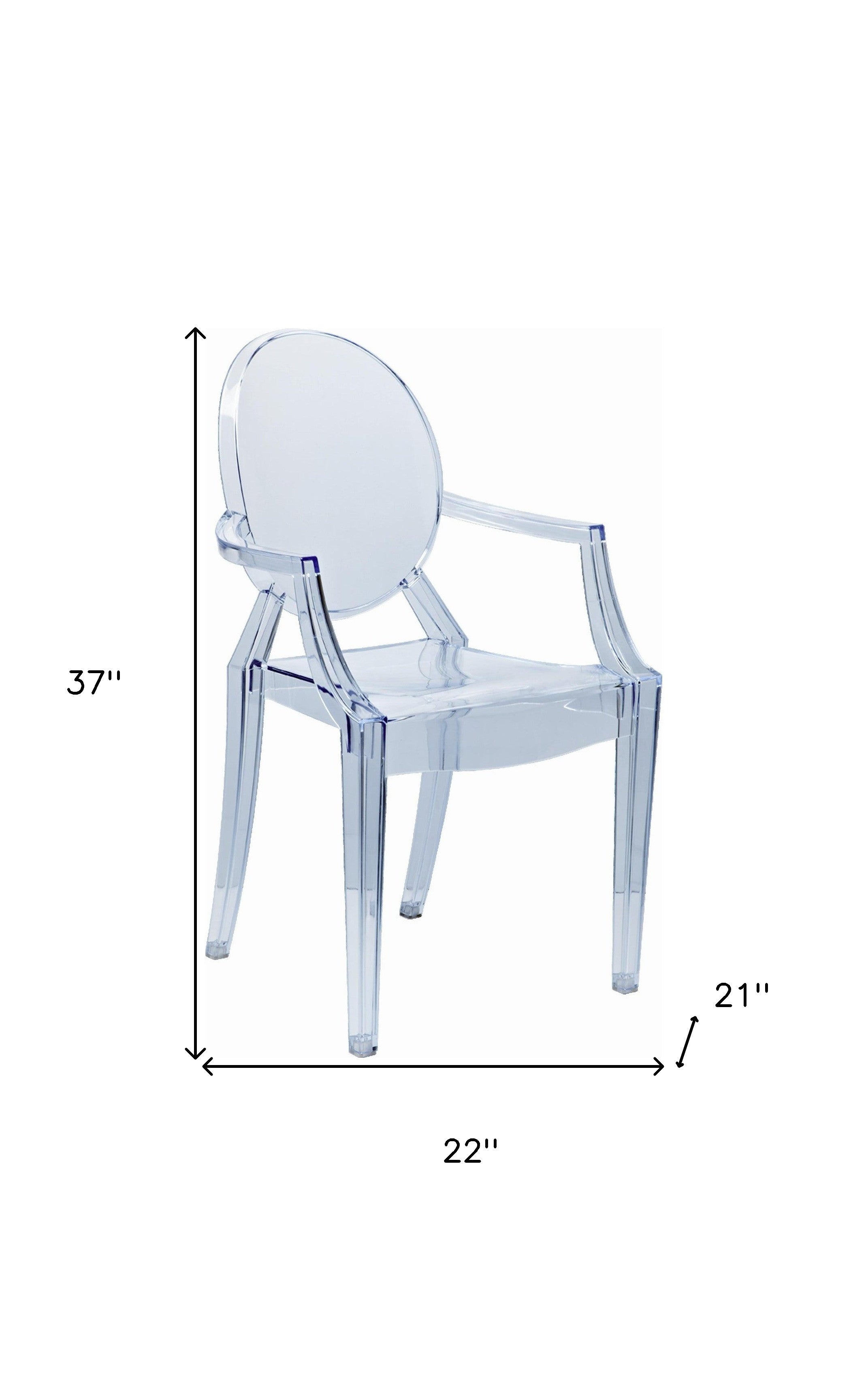 Set of Four Clear Heavy Duty Plastic King Louis Back Dining Arm Chairs
