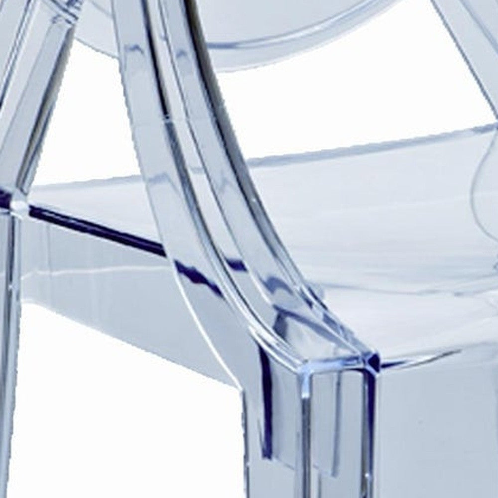 Set of Four Clear Heavy Duty Plastic King Louis Back Dining Arm Chairs
