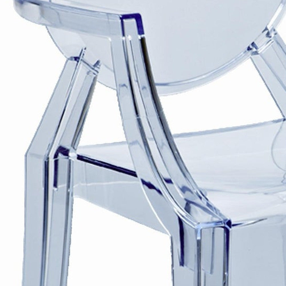 Set of Four Clear Heavy Duty Plastic King Louis Back Dining Arm Chairs