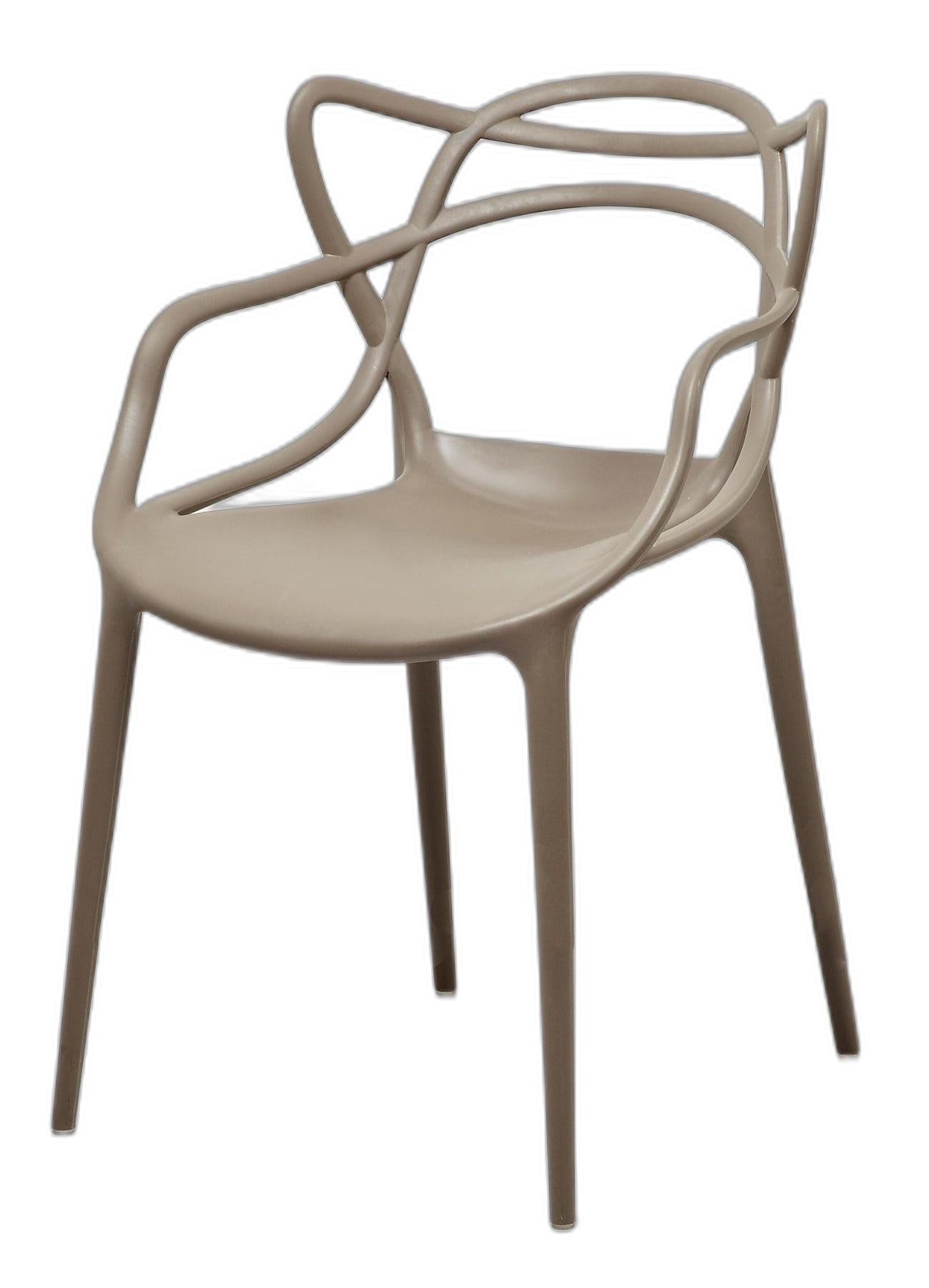 Set of Four Gray Heavy Duty Plastic Open Back Dining Arm Chairs
