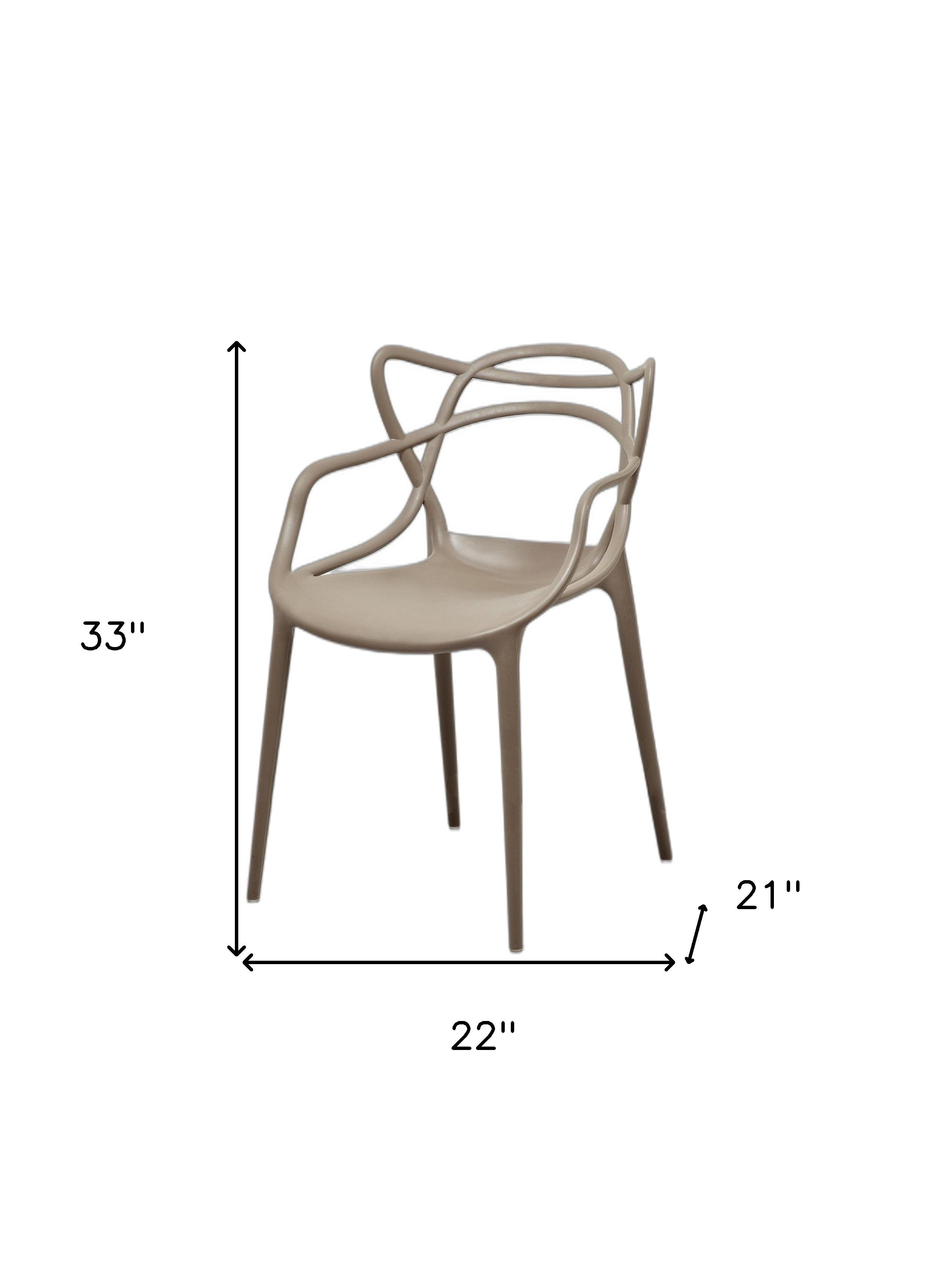Set of Four Gray Heavy Duty Plastic Open Back Dining Arm Chairs
