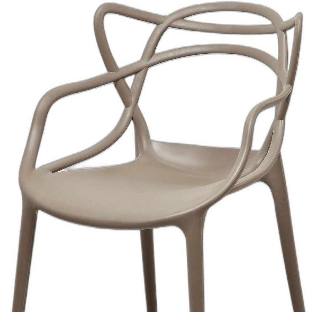 Set of Four Gray Heavy Duty Plastic Open Back Dining Arm Chairs