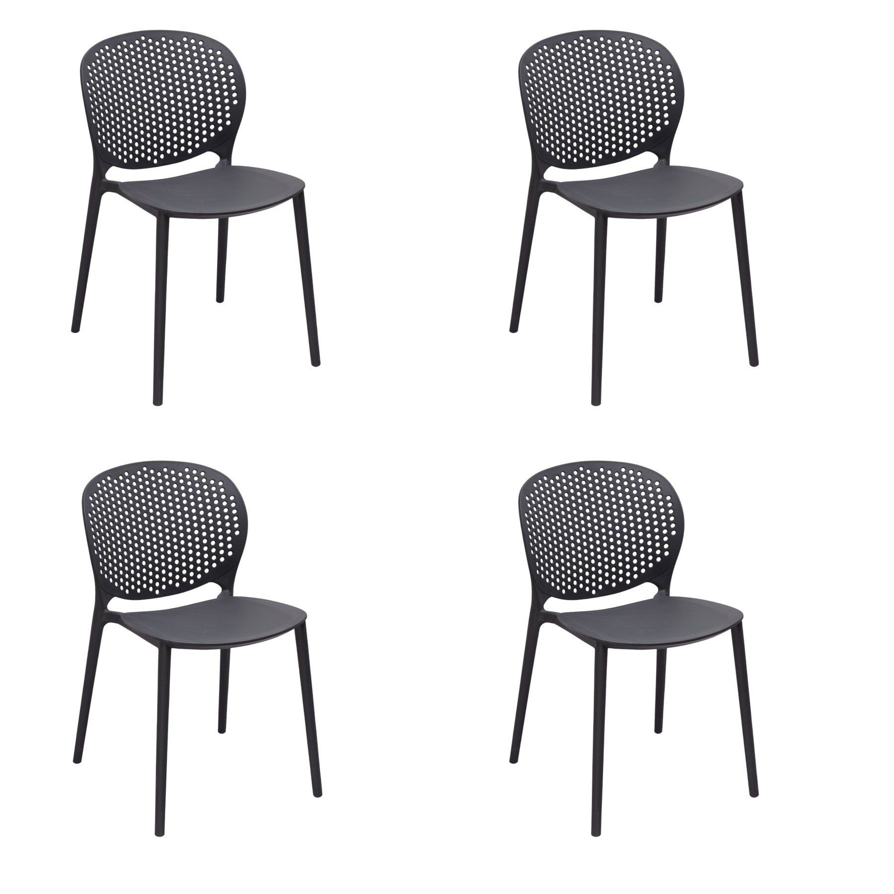 Set of Four Gray Heavy Duty Plastic Dining Side Chairs