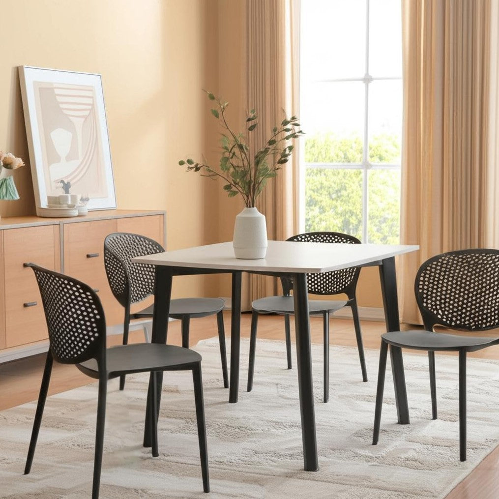 Set of Four Gray Heavy Duty Plastic Dining Side Chairs