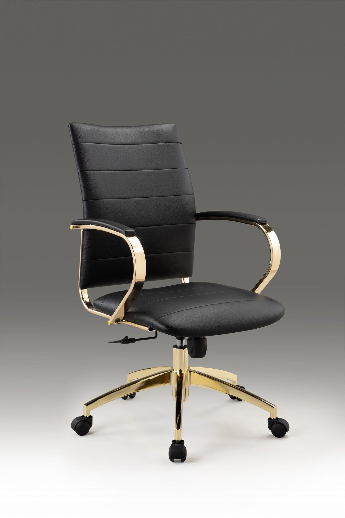 Black and Gold Adjustable Height Swivel Rolling Office Chair