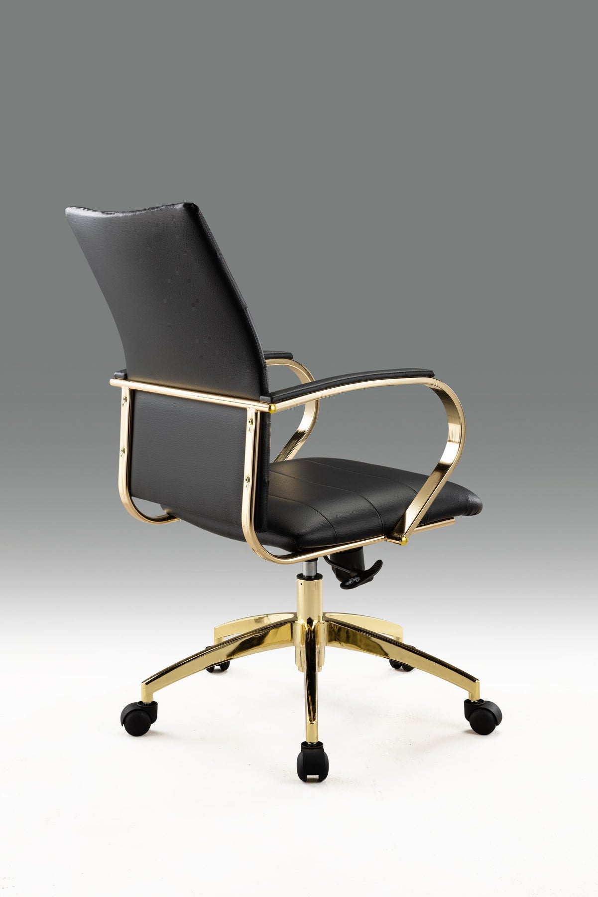 Black and Gold Adjustable Height Swivel Rolling Office Chair